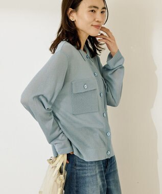 AMERICAN HOLIC シアー襟付きカーディガン Light Blue