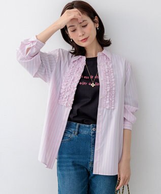 組曲 【Flower Collection】コンパクトシャーティング シャツ レースピンク系1