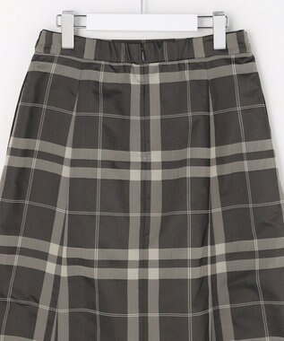 J.PRESS LADIES S ブロックチェックジャガード フレア スカート ブラック×ベージュ系