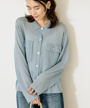 AMERICAN HOLIC シアー襟付きカーディガン Light Blue