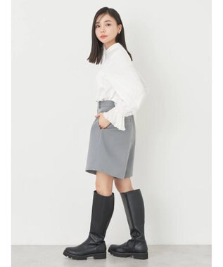 earth music&ecology チュール袖スタンドカラートップス Off White