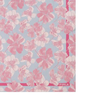 MOONBAT 【シルク100%】FURLA (フルラ) 花柄 シルクプリントスカーフ 65cm×65cm  UV対策 手洗い可能 ローズピンク