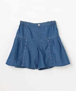 組曲 KIDS 【150-160㎝】 ブルーフラワーデニムキュロット ネイビー
