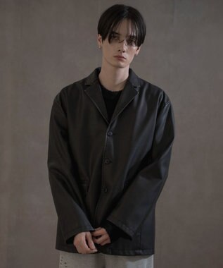 WEGO PUシングルテーラードジャケット ブラック