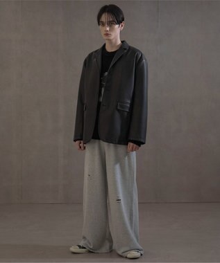 WEGO PUシングルテーラードジャケット ブラック