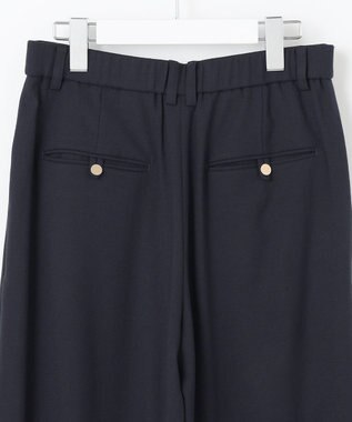 自由区 S 【洗える】ビエラストレッチワイド パンツ ネイビー系