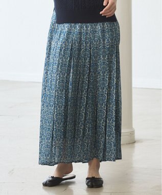 J.PRESS YORK STREET 【WOMEN】オリジナルタイルプリント ワイドプリーツスカート