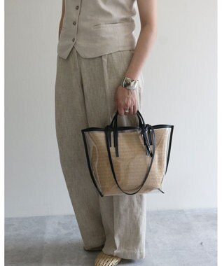 MORROW by thank 【軽量】CECILY OW 2way バッグ 1インナーSET ブラック X N.ラフィア