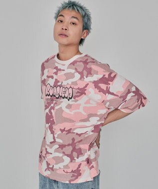 WEGO 【ユニセックス着用ITEM/MLサイズ展開】カモフラグラフィックT（SS） ピンク