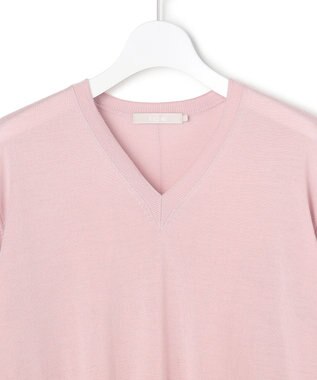 ICB L 【洗える】コンパクトファインウール Vネックニット シェルピンク系