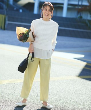 ANY L パターンメッシュニットベスト エクリュ