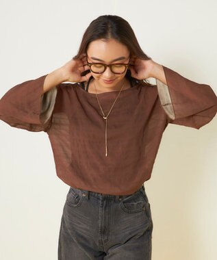 OP／FILA 【Ocean Pacific】シアートップス付き4点セット水着 ブラウン