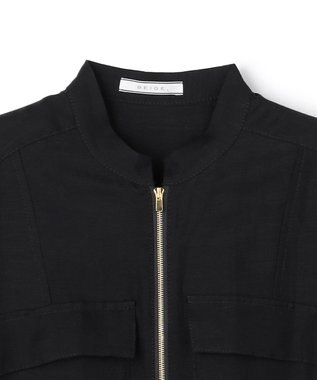 BEIGE， BERNARD / リネン混 フロントジップ スタンドカラードレス Black