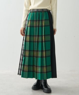 AMERICAN HOLIC シャギーチェックプリーツスカート Green