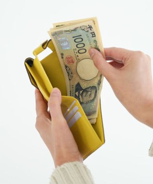 Atelier nuu 日本製 本革 バイカラーnoble 二つ折れウォレット グレージュ×イエロー