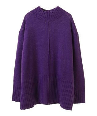 Green Parks 洗えるモックネックニットプルオーバー Purple