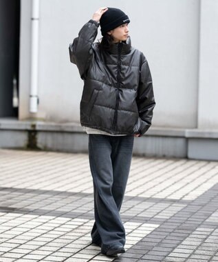 WEGO 【ユニセックス着用ITEM】PUパファーブルゾン ブラックその他