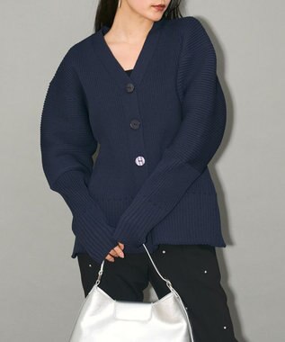 Green Parks リブニットカーディガン Navy