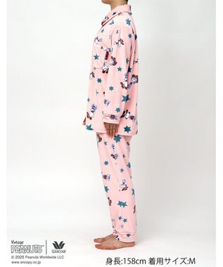 WACOAL ワコール_リラックス＆スリープ パジャマ フリース素材(本体) あったか 長袖 長ズボン PEANUTS スヌーピー レディース FDW463 /ワコール ピンク
