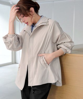 Tiaclasse ボリュームスリーブマウンテンフーディー グレージュ