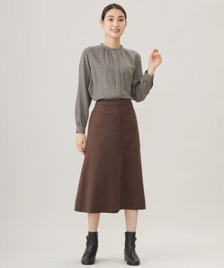 J.PRESS LADIES L 【洗える】シルセームスエード スカート ダークブラウン系