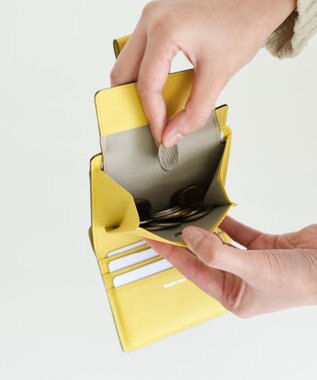 Atelier nuu 日本製 本革 バイカラーnoble 二つ折れウォレット グレージュ×イエロー