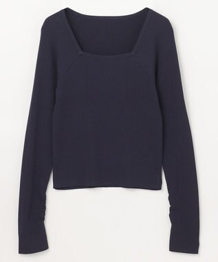 GRACE CONTINENTAL リブスクエアニットトップ ネイビー