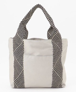 ANY キャンバスデザインテープトート ライトグレー系