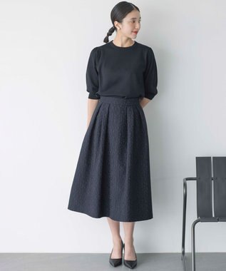 組曲 L 【UVケア・接触冷感】MINA 6分袖ニットプルオーバー ブラック系