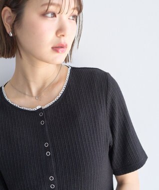 earth music&ecology チェーンリブラメカットソー Black