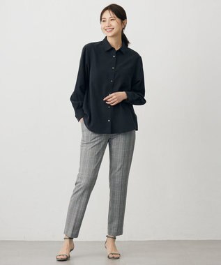 J.PRESS LADIES ピーチポプリン シャツ ブラック系