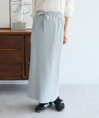 Green Parks 楽ちんＩラインリブスカート Gray Mixture