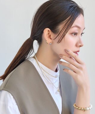 Phoebe パール×ドロップメタル3連ネックレス　ゴールド ゴールド