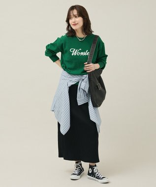 Green Parks 楽ちんＩラインリブスカート Black