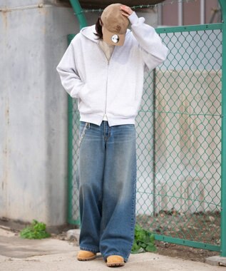 WEGO 【ユニセックス着用ITEM/SMLサイズ展開】ボンディングZIPパーカー アッシュグレー