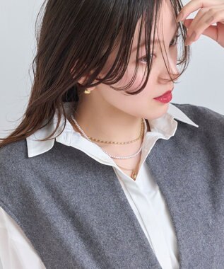 Phoebe パール×ドロップメタル3連ネックレス　ゴールド ゴールド