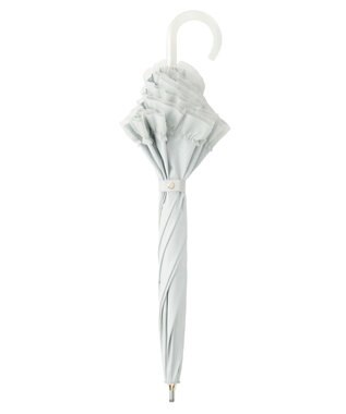 MOONBAT ランバン オン ブルー 晴雨兼用日傘 長傘 ビジュー付きオーガンジーフリル 遮光 遮熱 UV オリーブグレー