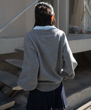 WEGO シャツドッキングニットプルオーバー 杢グレー