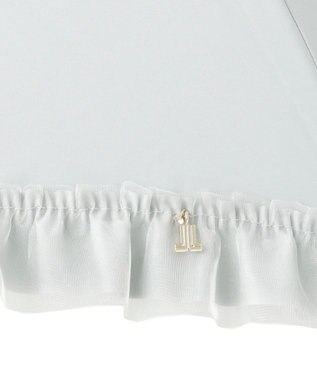 MOONBAT ランバン オン ブルー 晴雨兼用日傘 長傘 ビジュー付きオーガンジーフリル 遮光 遮熱 UV オリーブグレー