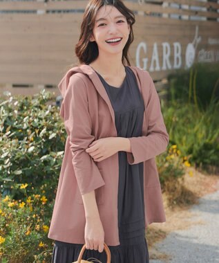 Tiaclasse L 【おのののかさん着用】「サマケア 」フード付きカットソーロングカーディガン ピンク