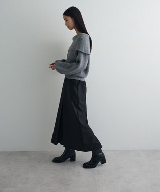 Green Parks オフショルダーニット Gray Mixture