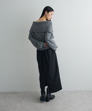 Green Parks オフショルダーニット Gray Mixture