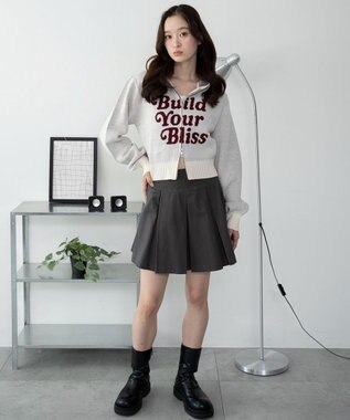 WEGO グラフィックジャガードニットZIPパーカー ホワイトアイボリー