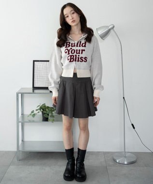 WEGO グラフィックジャガードニットZIPパーカー ホワイトアイボリー