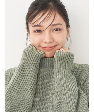 earth music&ecology シャイニーベロアモールチュニック Green