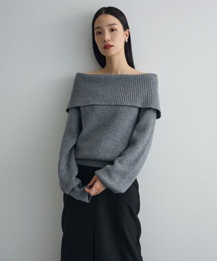 Green Parks オフショルダーニット Gray Mixture