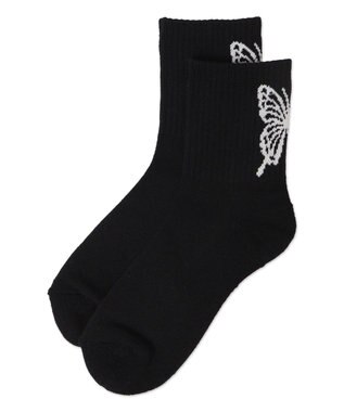 WEGO バックバタフライクルーソックス ブラック