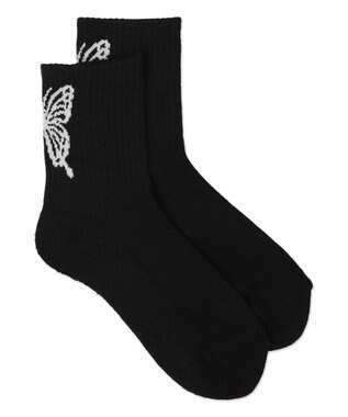 WEGO バックバタフライクルーソックス ブラック