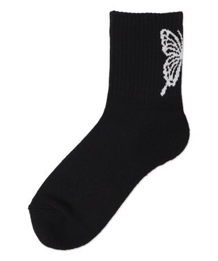 WEGO バックバタフライクルーソックス ブラック