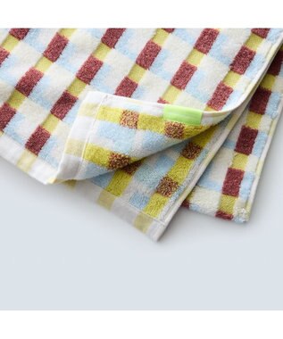 COQ 【SUPER ZERO】PLAID GEO チェックフェイスタオル レッド